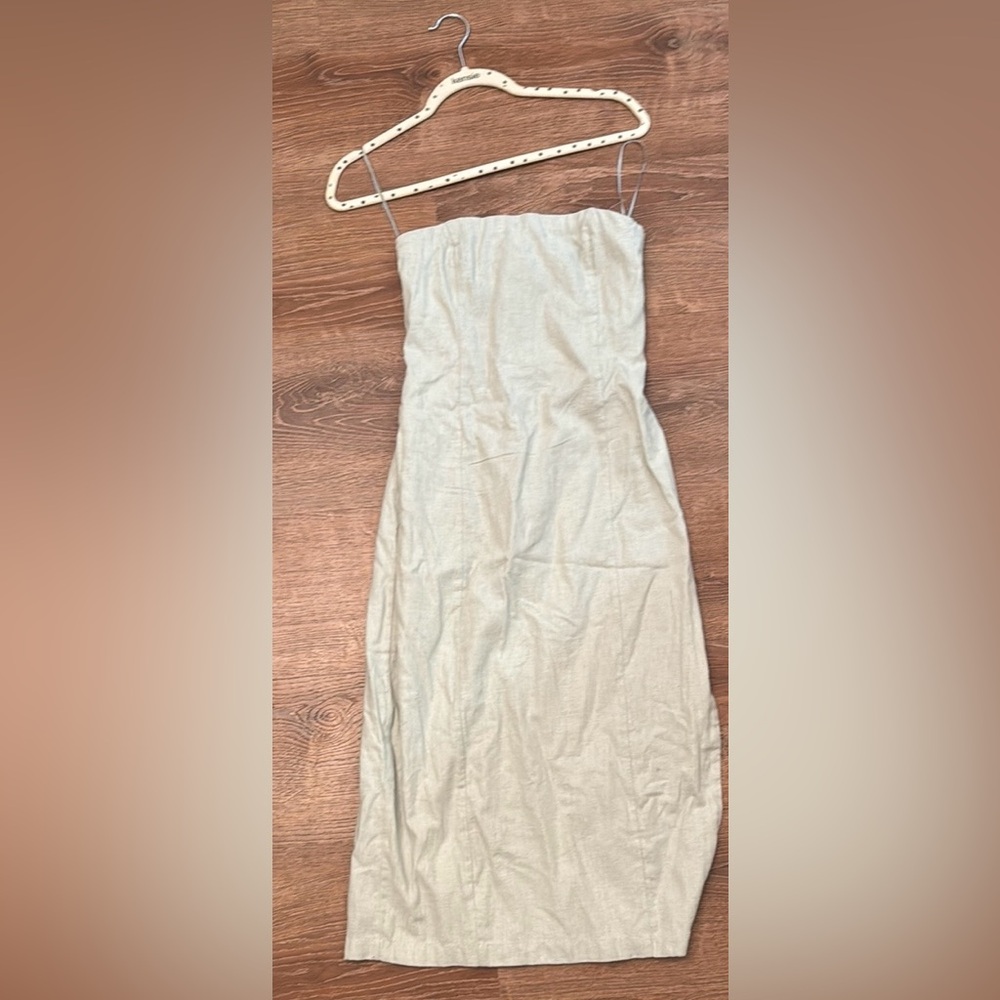 Abercrombie & Fitch Green Strapless Sheath Dress Wedding Guest